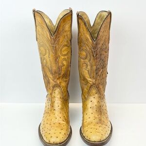 Crown Boot Company Mens Size 8 Tan Ostrich Western Boots
